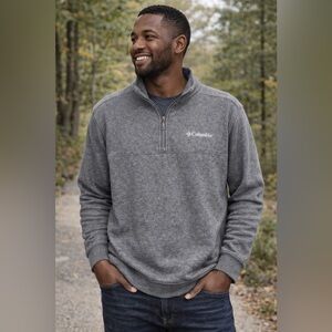 Columbia Gray Quarter Zip Pullover Sweatshirt XL Outdoor Casual